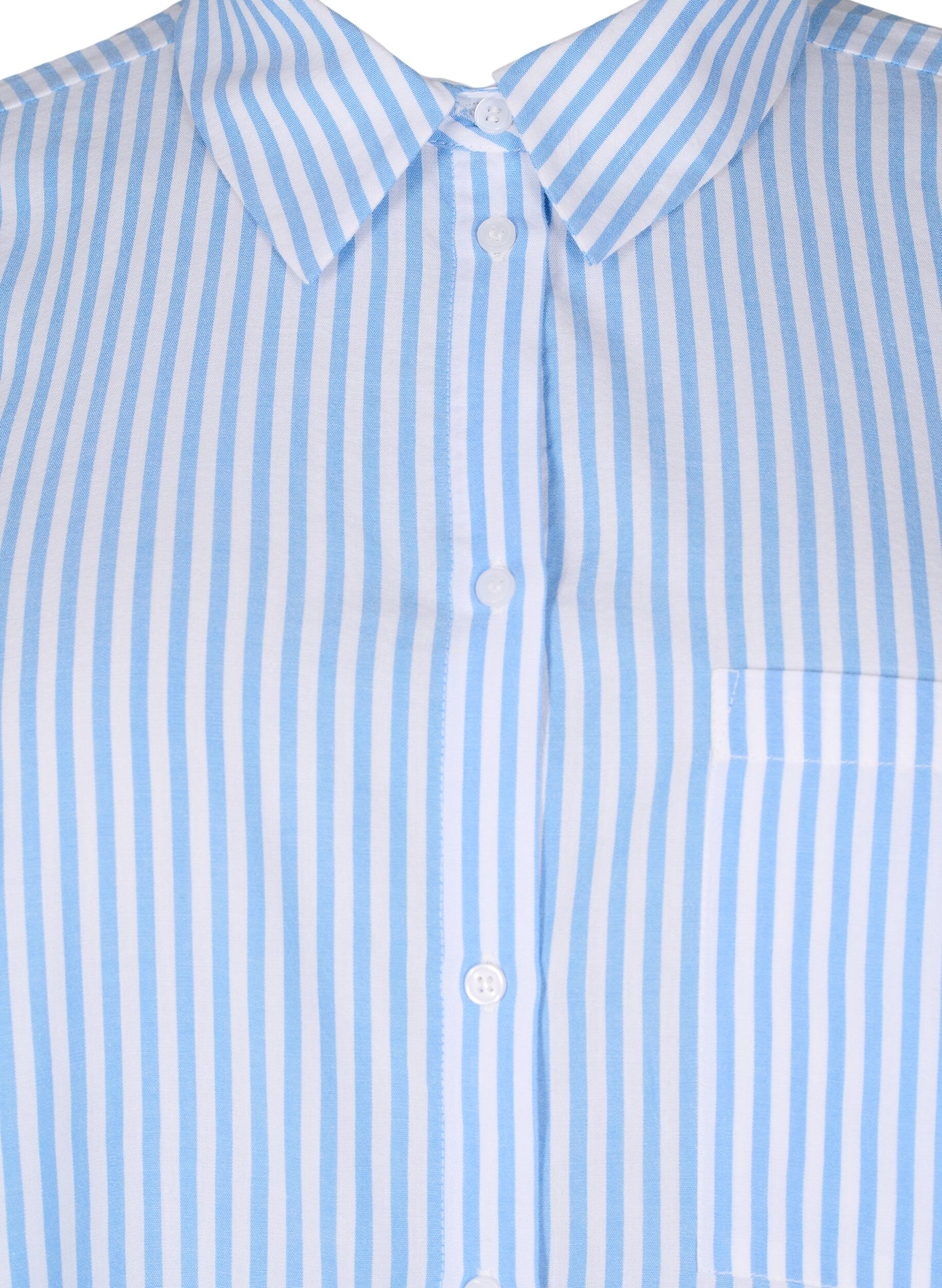 Zizzifashion Long striped shirt with 3/4 sleeves, Light Blue, Packshot image number 2