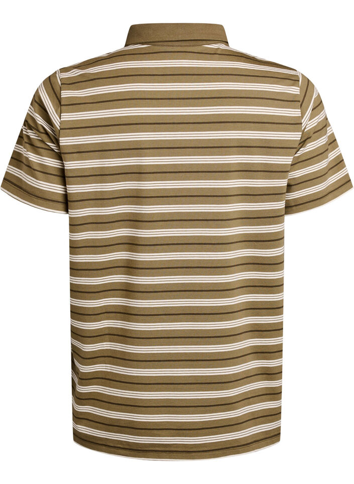 Striped polo shirt with short sleeves, Green, Packshot image number 1