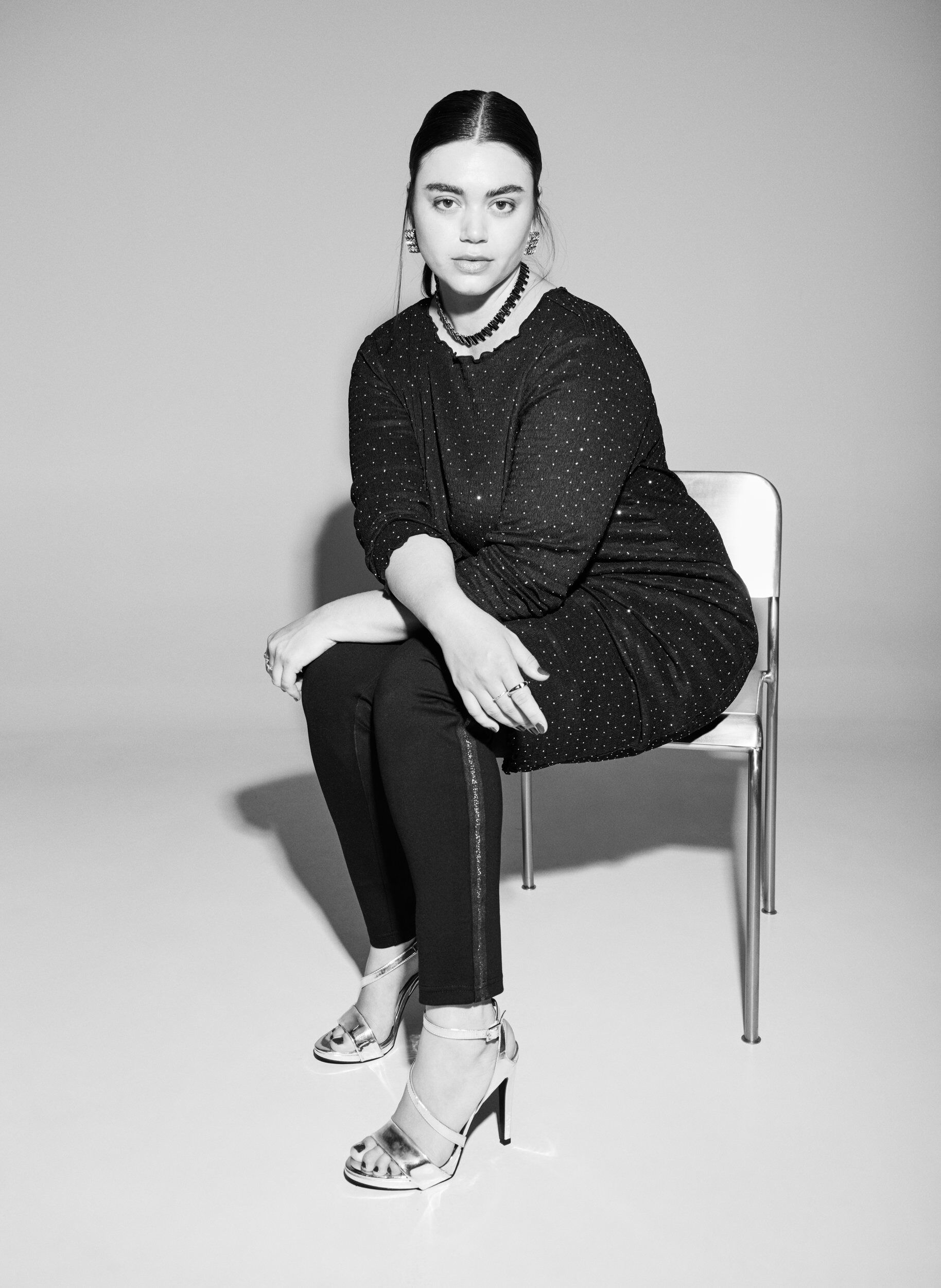 Zizzifashion Leggings with glitter stripe and slits, Black, Image image number 0