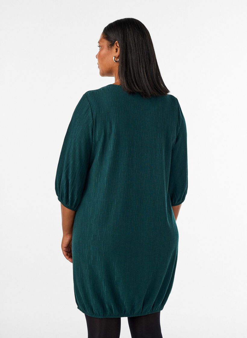 Dress with a balloon shape and structure, Green, Model image number 2