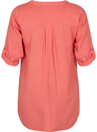 Long shirt with 3/4 sleeves and v-neckline, Hot Coral, Packshot image number 1