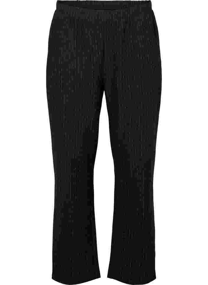 Wide leg trousers with lurex, Black w. Lurex, Packshot image number 0
