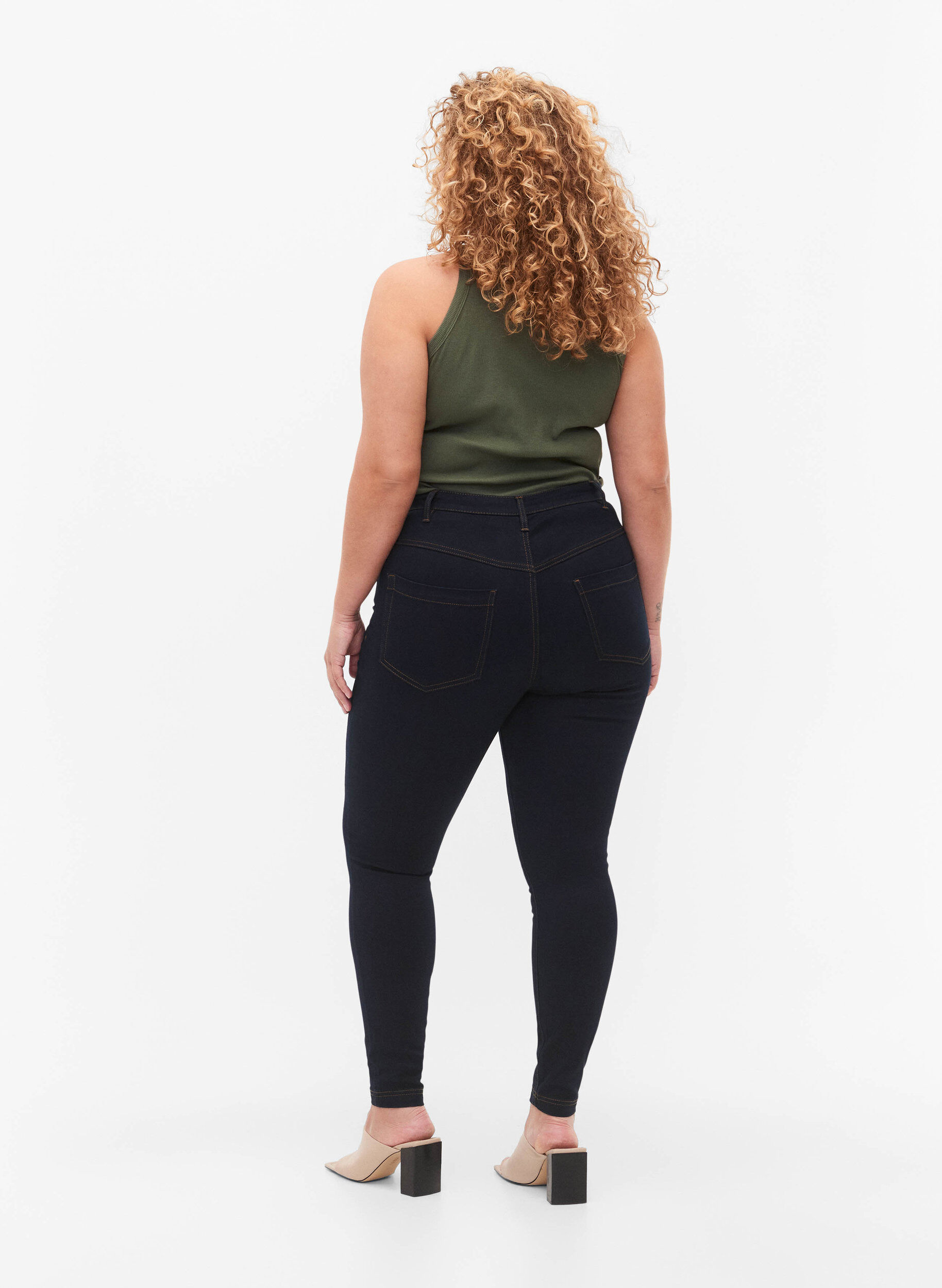 ZizzifashionSuper slim Amy jeans with high waist, Tobacco Un, Model image number 1