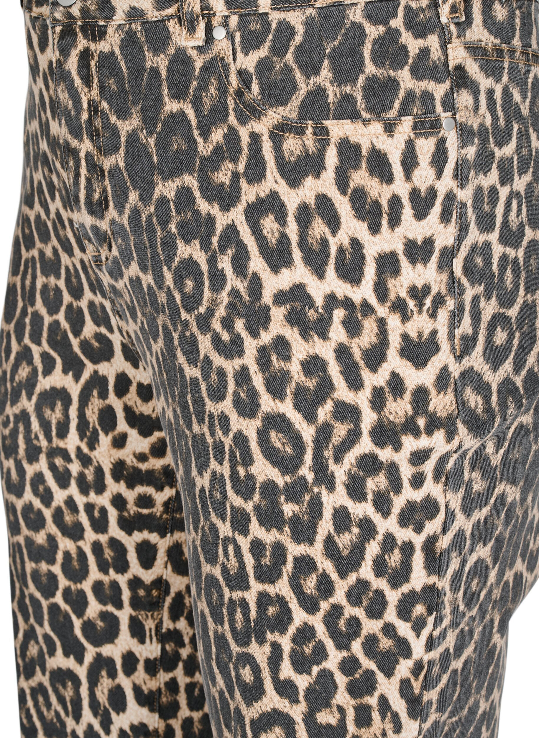 Zizzifashion Regular fit jeans with leopard print, Brown, Packshot image number 2