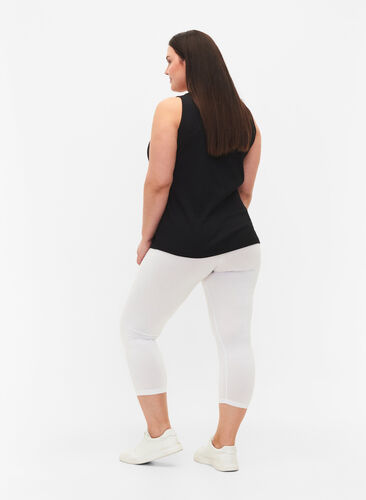 Basic 3/4-length viscose leggings, Bright White, Model image number 1