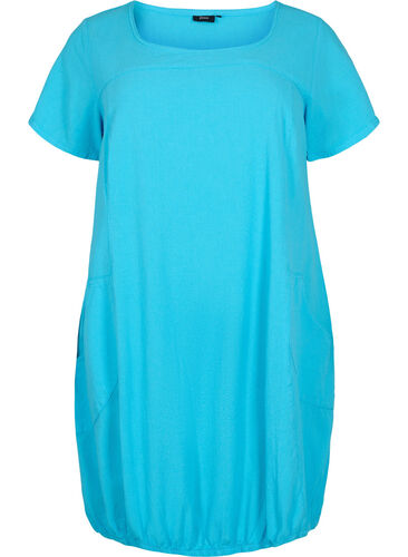 Short-sleeved cotton dress, Blue Atoll, Packshot image number 0