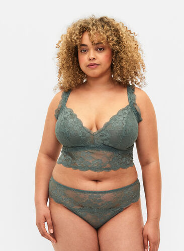 Lace bralette without underwire, Balsam Green Ass, Model image number 2