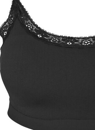 Seamless bra with lace trim, Black, Packshot image number 2