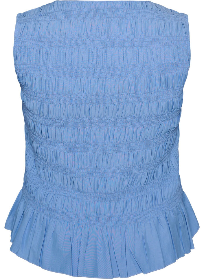 Smock top with boat neck and peplum hem, Blue, Packshot image number 1