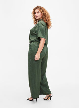 Trousers with textured pattern, Duck Green, Model image number 1