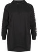 Oversize sweatshirt with print on the sleeves, Black w. Silver, Packshot image number 0