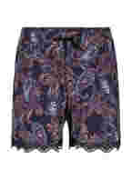 Viscose pyjama shorts with lace detail, PAISLEY PRINT, Packshot