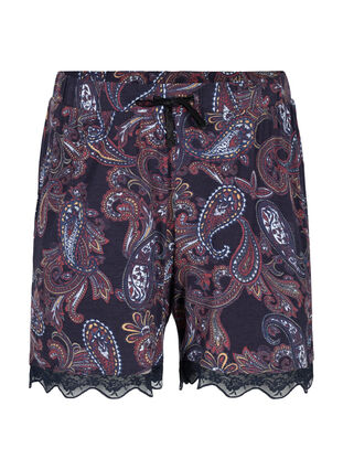 Viscose pyjama shorts with lace detail, PAISLEY PRINT, Packshot image number 0