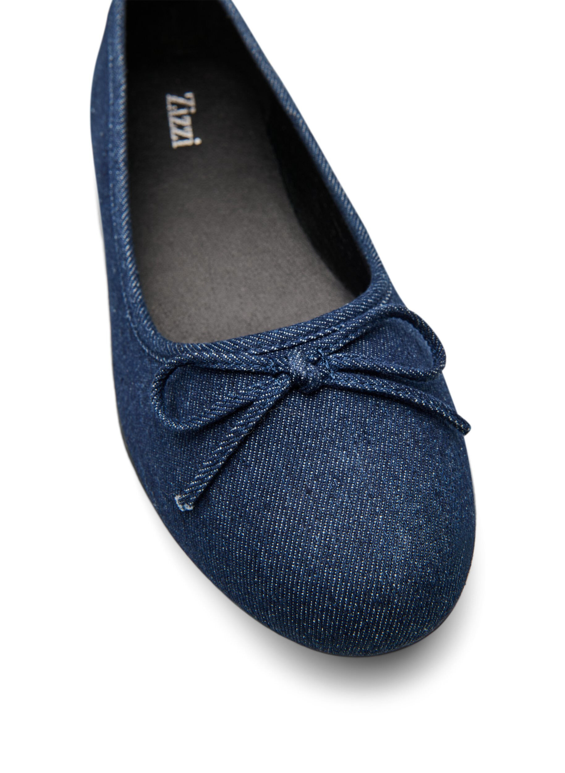 Zizzifashion Wide fit - Denim ballerina with bow, Blue, Packshot image number 3