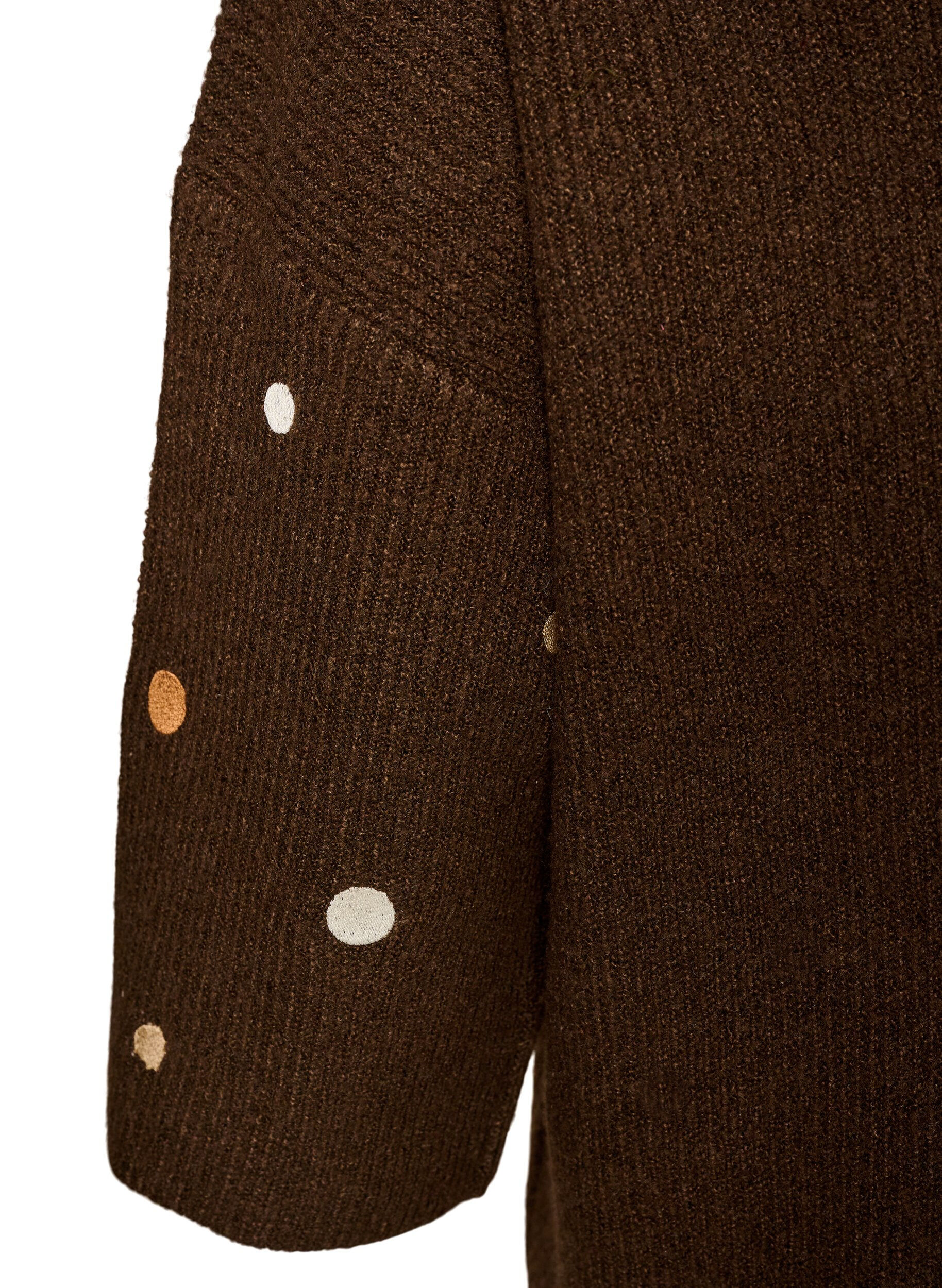 ZizzifashionKnitted blouse with small embroidered motifs, Brown, Packshot image number 3