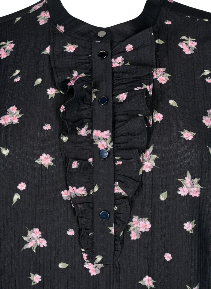 Floral blouse in lyocell, Black, Packshot image number 2