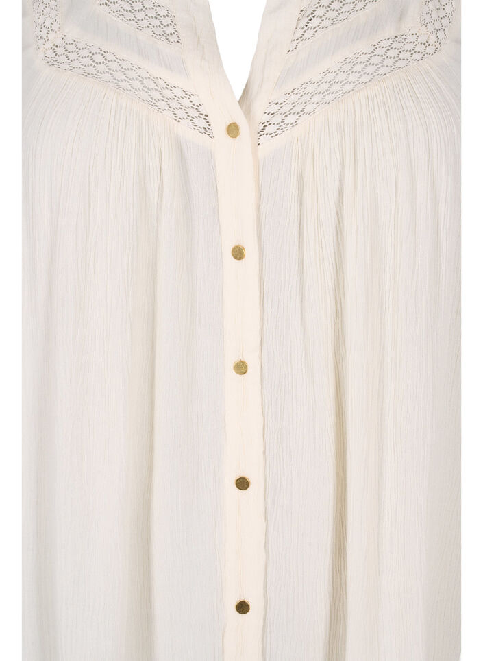 Sleeveless viscose blouse with crochet detail, Bone White, Packshot image number 2