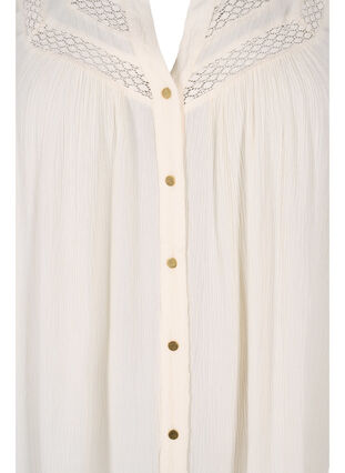 Sleeveless viscose blouse with crochet detail, Bone White, Packshot image number 2