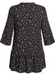 Tunic with an embroidered floral pattern and 3/4 sleeves, Black, Packshot image number 1