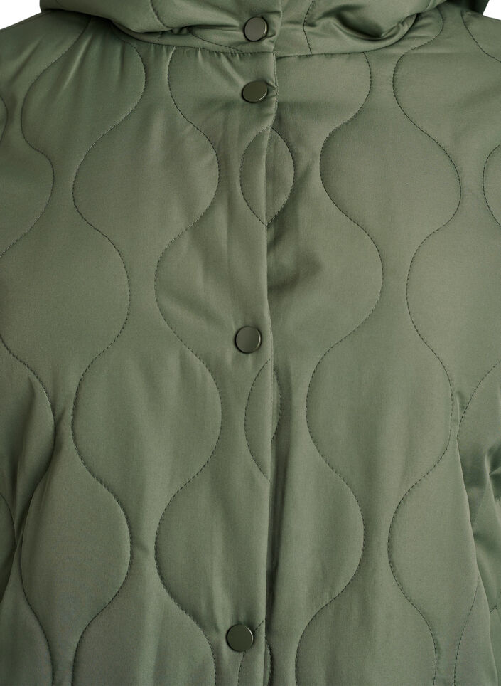 Mid-length quilted jacket with a hood, Green, Packshot image number 2