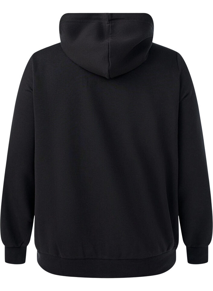 Zipped sweat hoodie with pockets, Black, Packshot image number 1