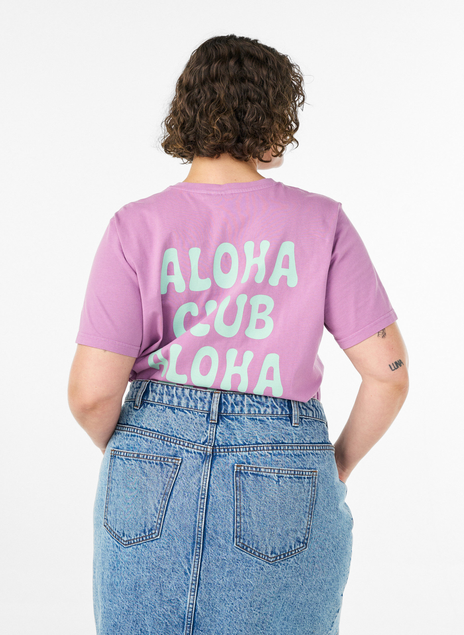ZizzifashionOrganic cotton T-shirt with back print, Rose, Model image number 2
