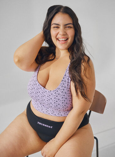 2-pack cotton bra top with adjustable straps, Purple Rose/Black, Image image number 0
