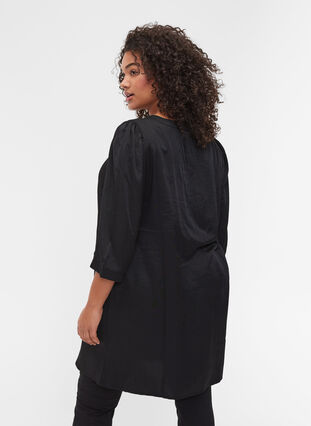 3/4-sleeved tunic with buttons, Black, Model image number 1