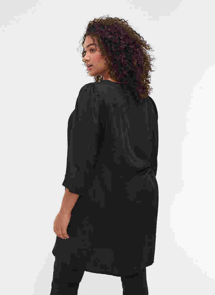 3/4-sleeved tunic with buttons, Black, Model image number 1