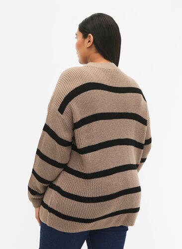 FLASH - Striped Knit Sweater, Fungi/Black Stripe, Model image number 1