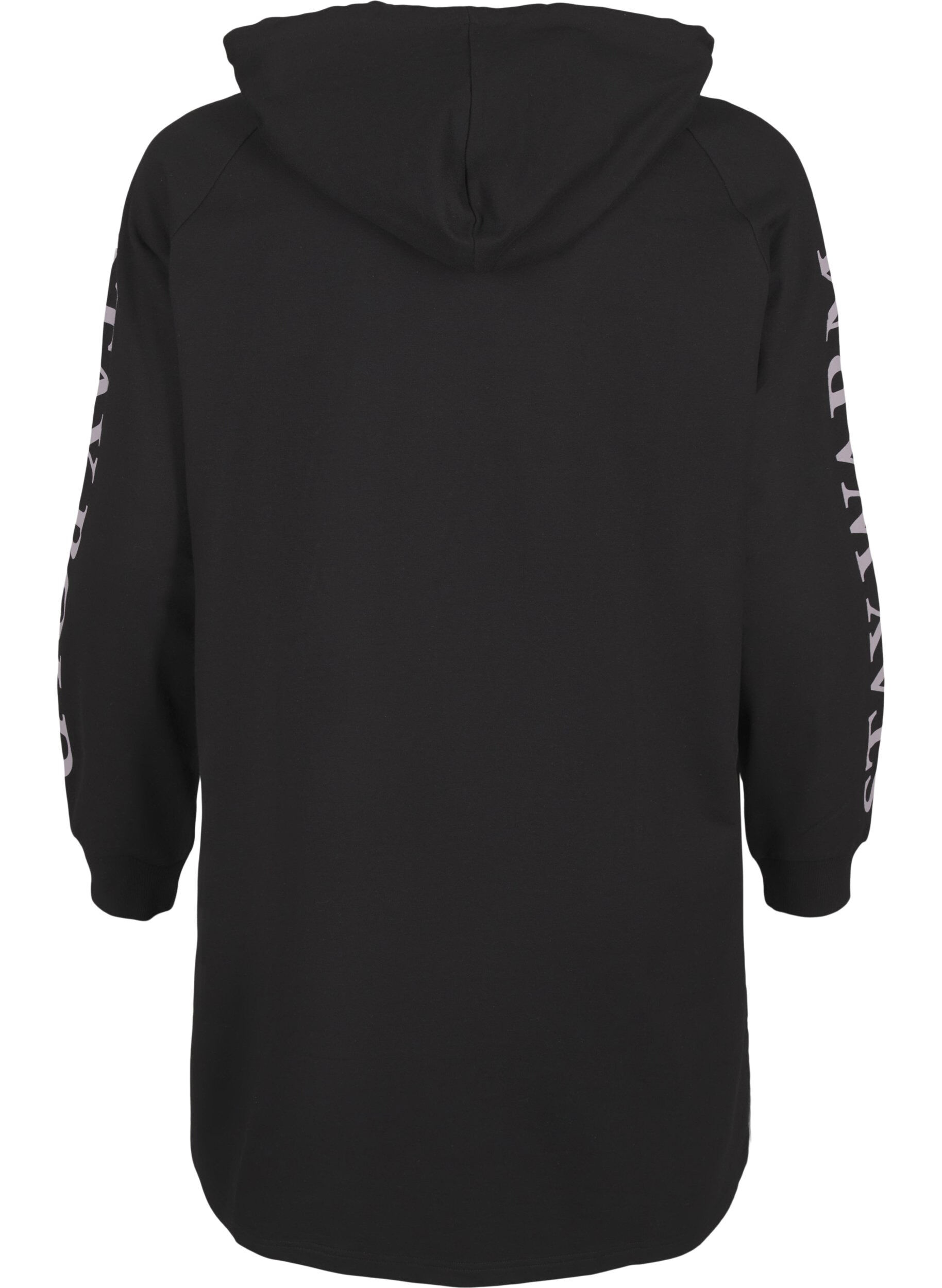 Zizzifashion Oversize sweatshirt with print on the sleeves, Black w. Silver, Packshot image number 1