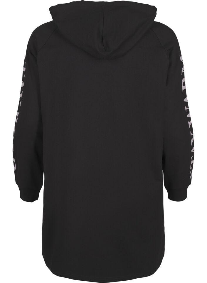 Oversize sweatshirt with print on the sleeves, Black w. Silver, Packshot image number 1