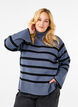 Striped knitted jumper with a roll neck, B.Sea w.BlackStripes, Model image number 0