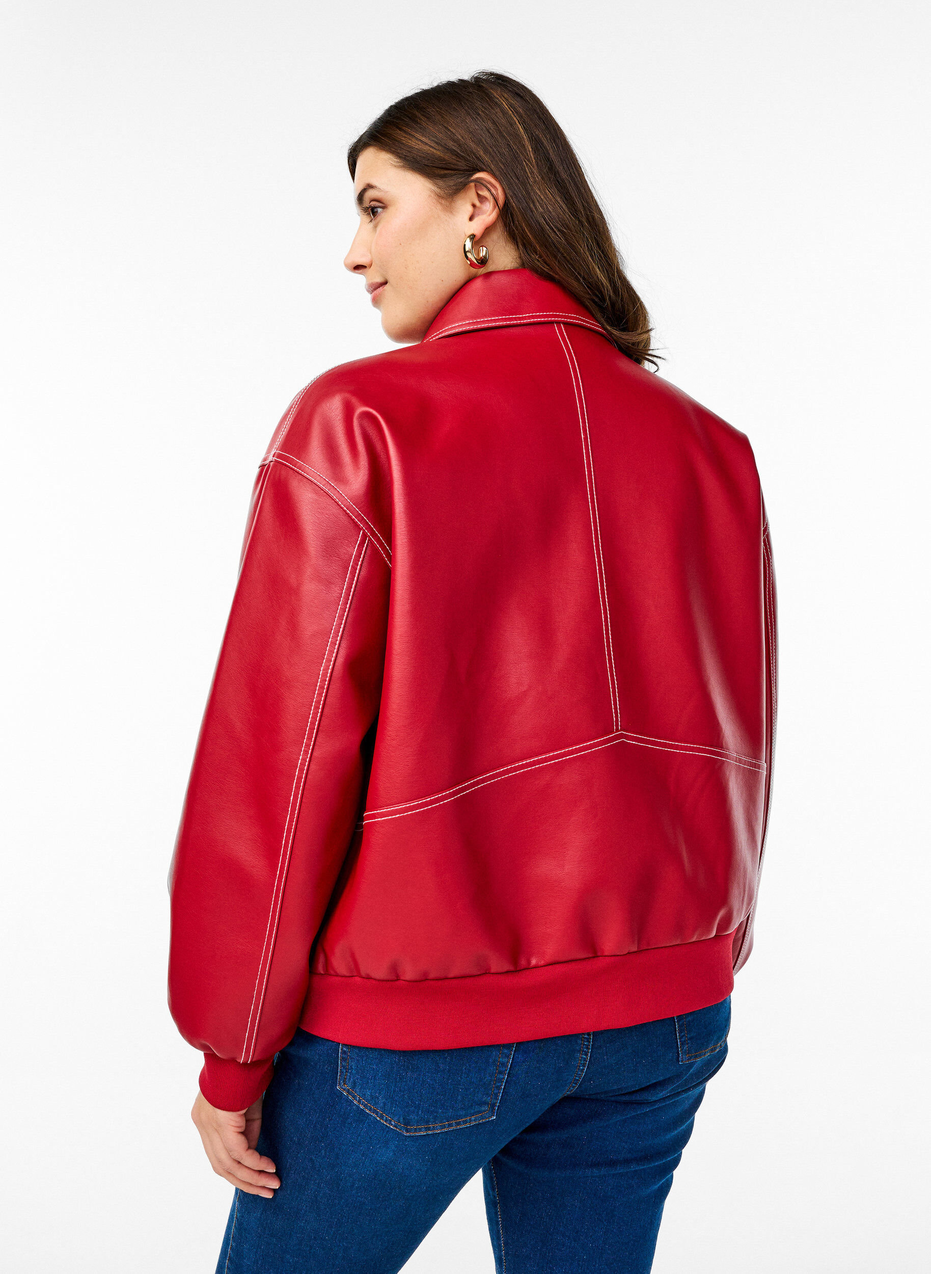 Zizzifashion Faux leather bomber jacket, Rhythmic Red, Model image number 1