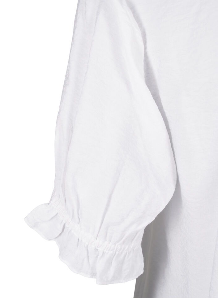 Short-sleeved viscose blouse with ruffle details, Bright White, Packshot image number 3