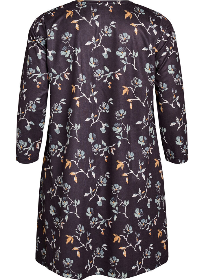 FLASH - Short A-line dress with 7/8 sleeves, Black, Packshot image number 1