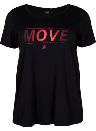Sports t-shirt with print, Black w. Stripe Move, Packshot image number 0