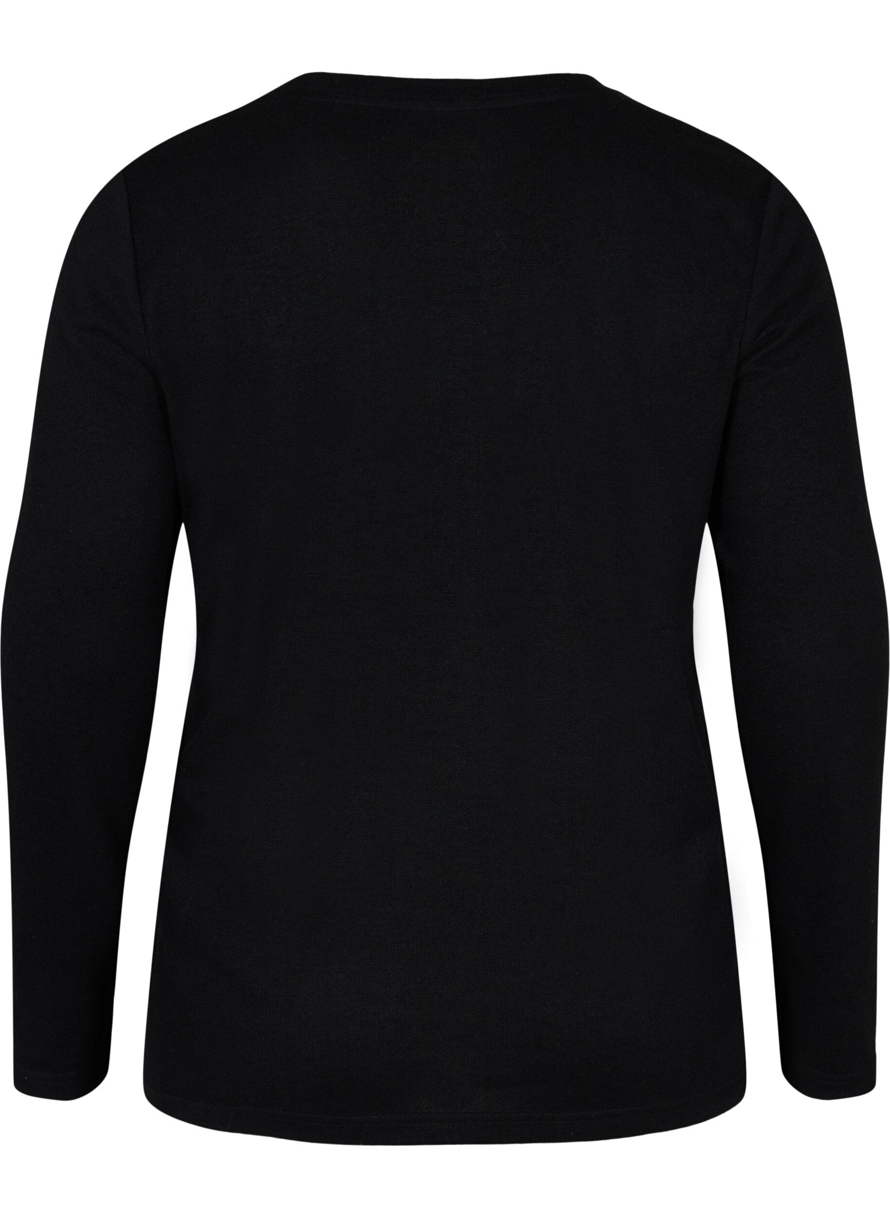 Zizzifashion Top with similiste and long sleeves, Black, Packshot image number 1