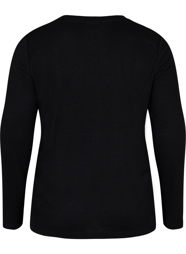 Top with similiste and long sleeves, Black, Packshot image number 1