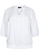 Viscose blouse with 3/4 sleeves and smock, Bright White, Packshot image number 0
