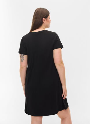 Short-sleeved nightdress in cotton, Black RELAX, Model image number 1