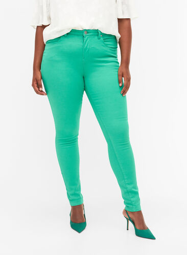 High waisted Amy jeans with super slim fit, Holly Green, Model image number 2