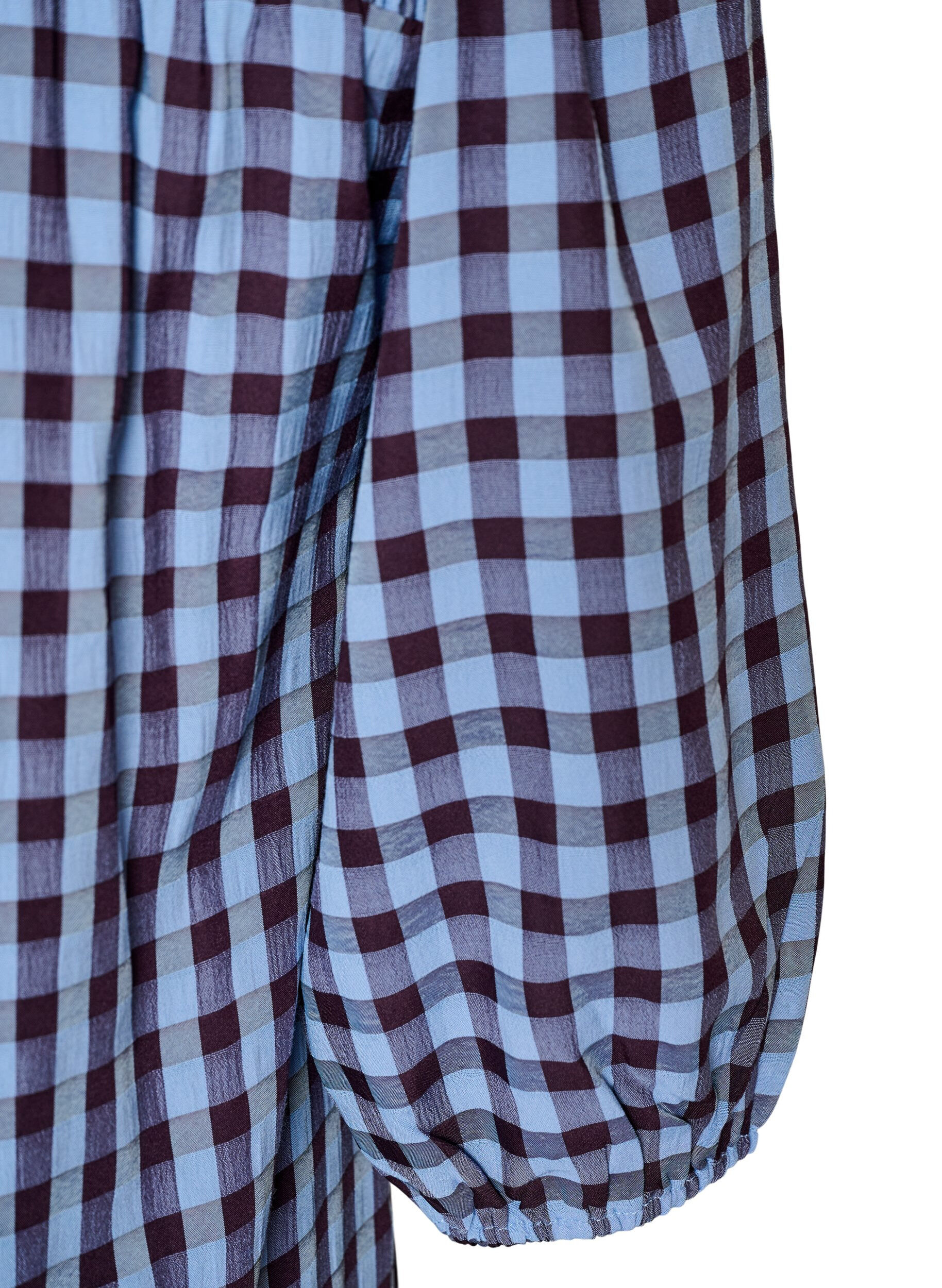 ZizzifashionTunic with gingham check and ruffle collar, Blue, Packshot image number 3