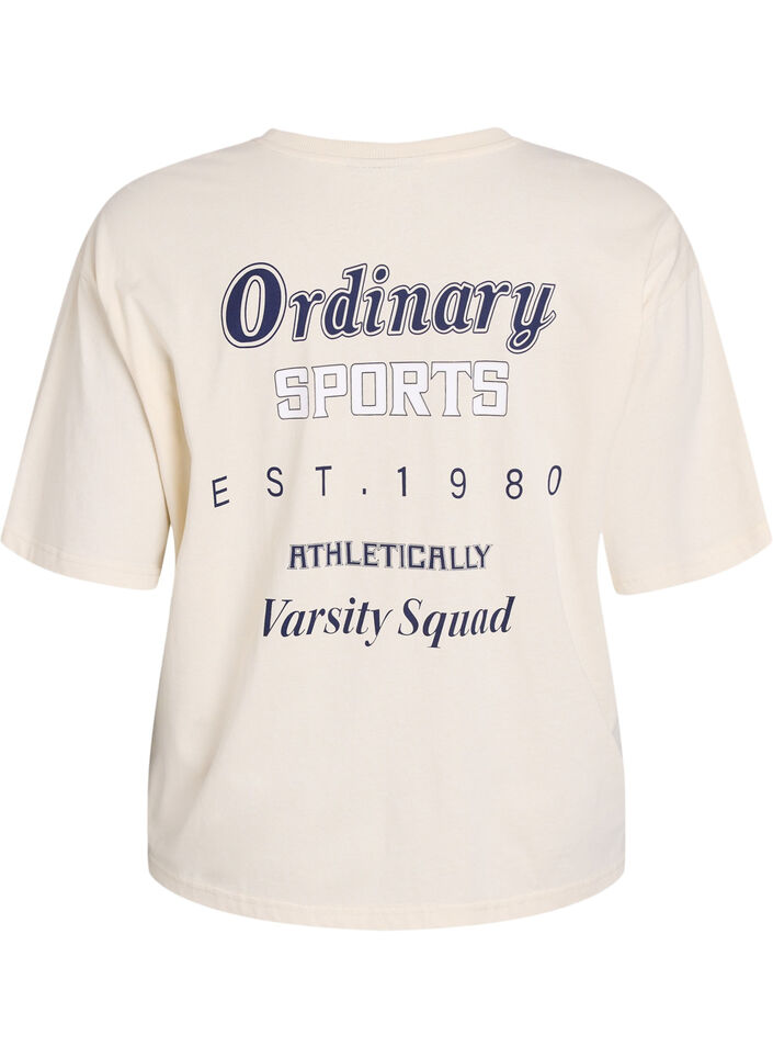 Oversized T-shirt with back print, Beige, Packshot image number 1