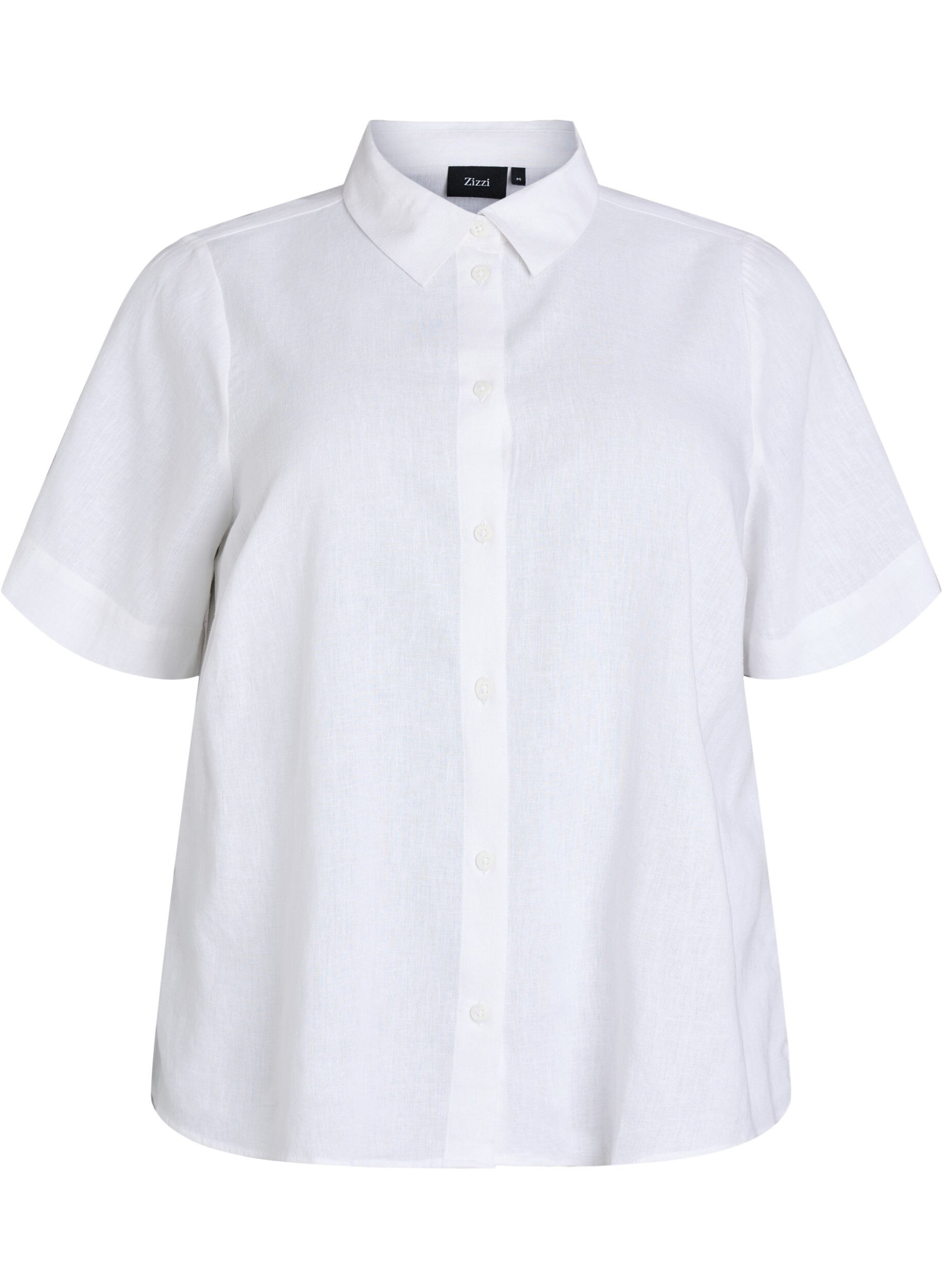 Short-sleeved shirt in linen and viscose