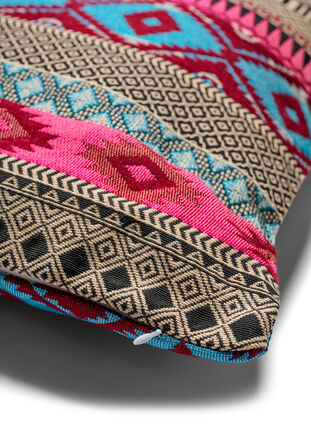 Jacquard patterned cushion cover, Pink/Blue, Packshot image number 3