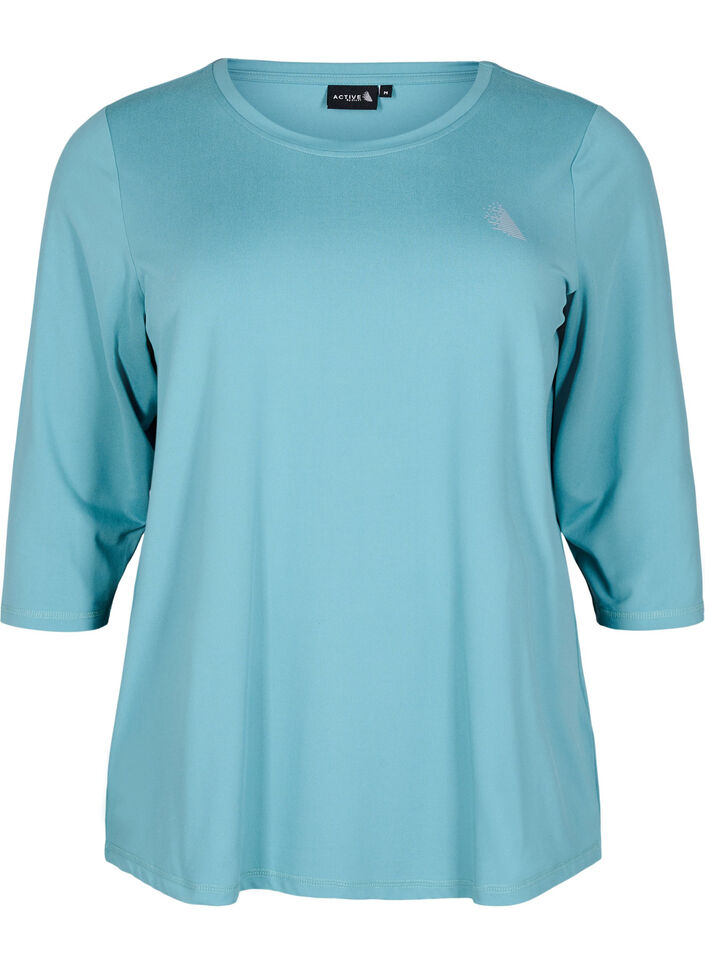 Workout top with 3/4 sleeves, Blue, Packshot image number 0