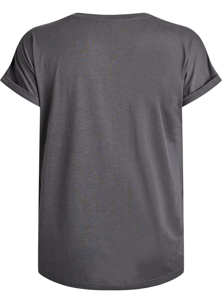 Short-sleeved t-shirt in a cotton blend, Dark Grey, Packshot image number 1