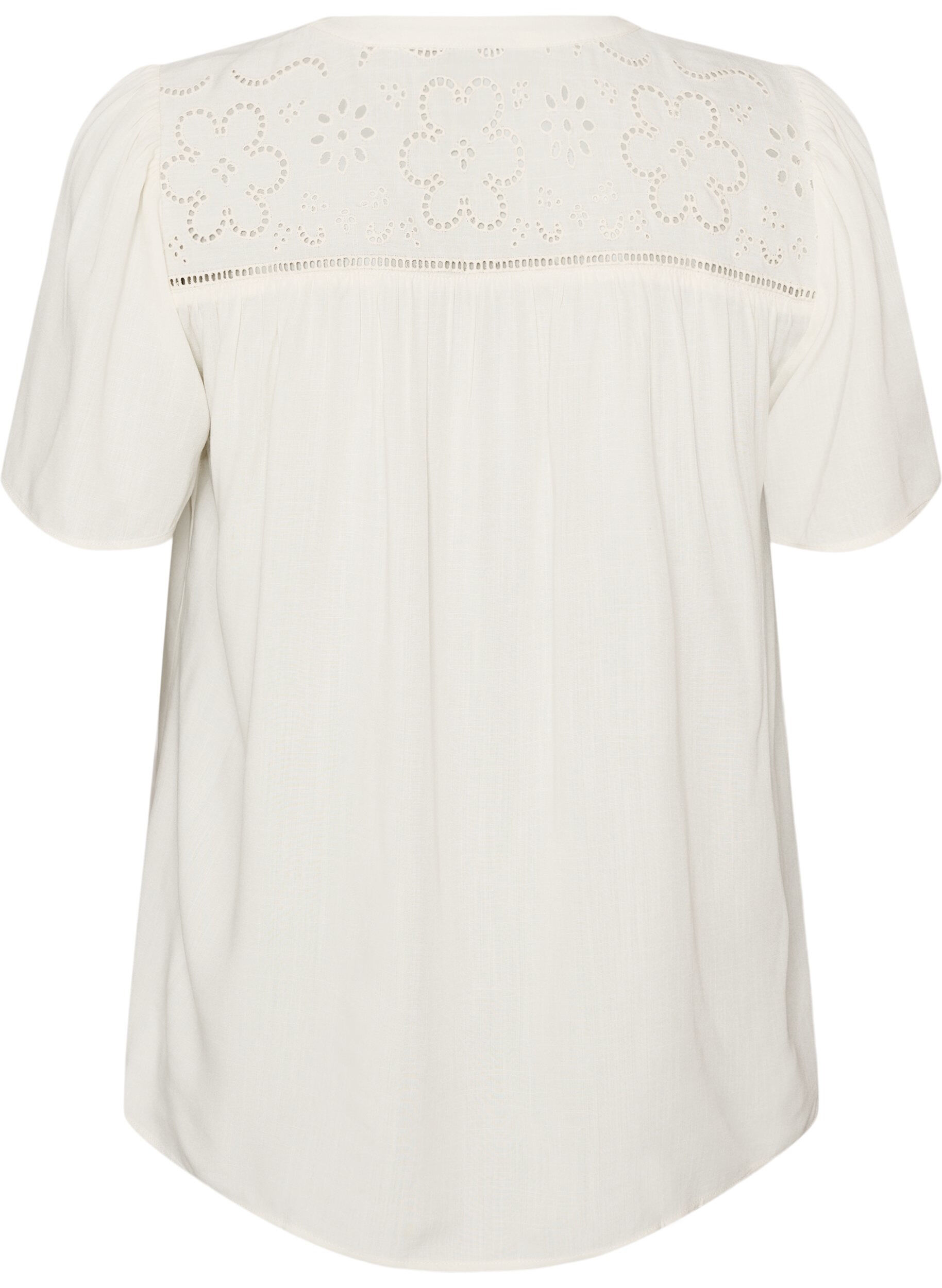 ZizzifashionBlouse in viscose with broderie anglaise, Beige, Packshot image number 1