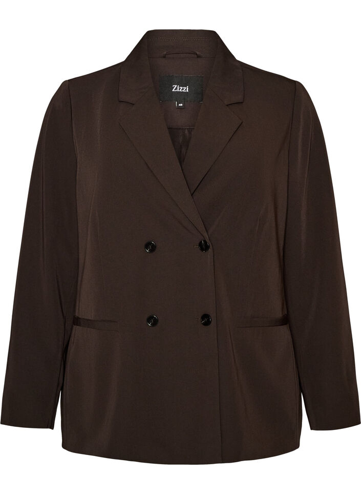 Double-breasted blazer with a loose fit, Brown, Packshot image number 0